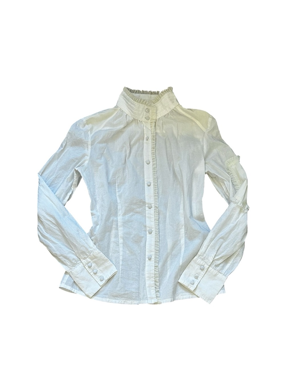 Lapis Victorian Blouse Lace Ruffle Trim Regency Feminine Romantic CottageCore